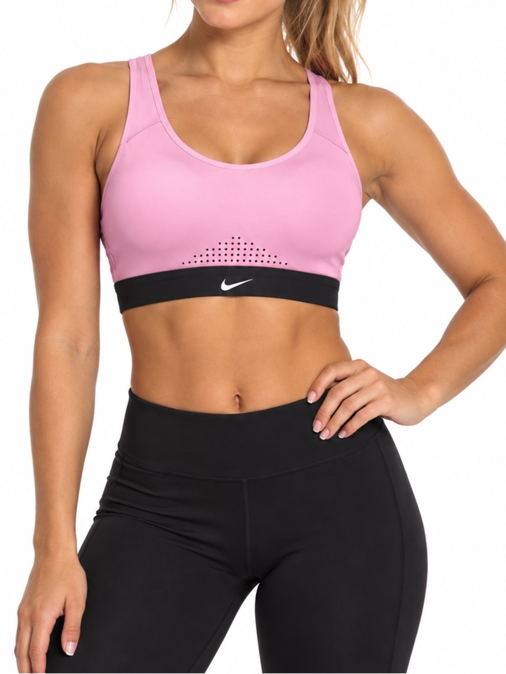 Nike Pink & Black Athletic Medium-Impact Sports Bra